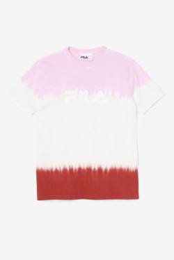 Fila Alivia Tie Dye Tee Naisten T Paidat Valkoinen Punainen | Fila037ET