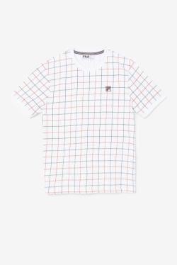 Fila Casbian Crew Miesten T Paidat Valkoinen Punainen Laivastonsininen | Fila561BH