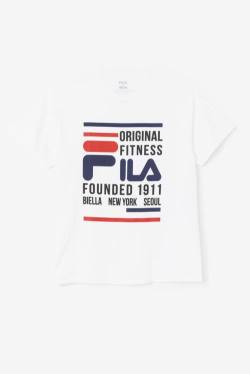 Fila Original Fitness Tee Miesten T Paidat Valkoinen Laivastonsininen Punainen | Fila721KN