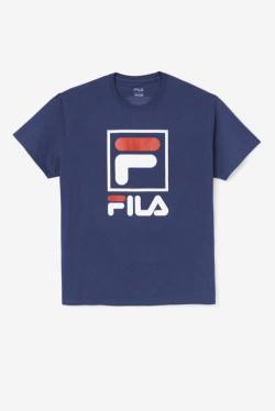 Fila Stacked Tee Miesten T Paidat Laivastonsininen Valkoinen Punainen | Fila783DC