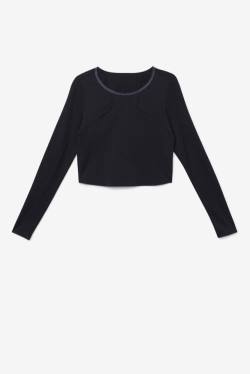 Fila Uplift Long Sleeve Crop Naisten Topit Mustat | Fila769FS