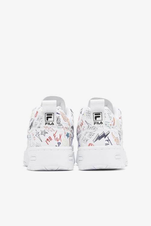 Fila Ace Scribbles Miesten Tennarit Valkoinen Mustat Monivärinen | Fila327CD