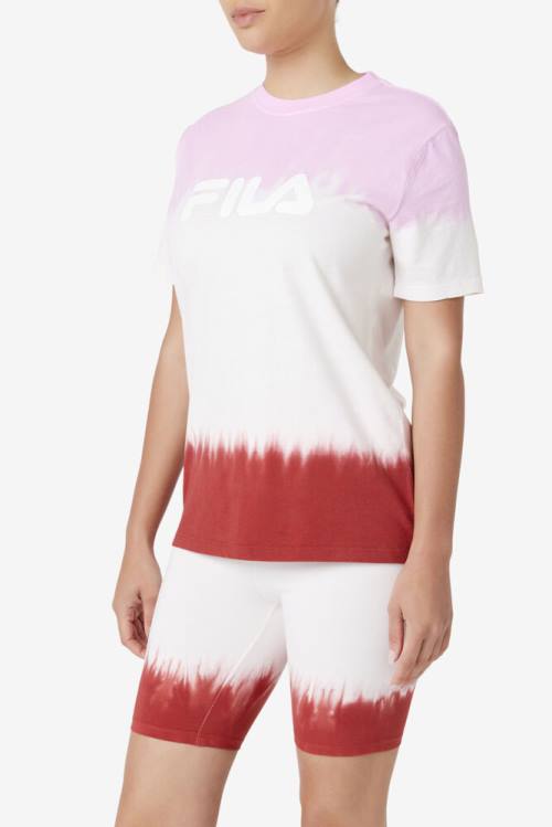 Fila Alivia Tie Dye Tee Naisten T Paidat Valkoinen Punainen | Fila037ET