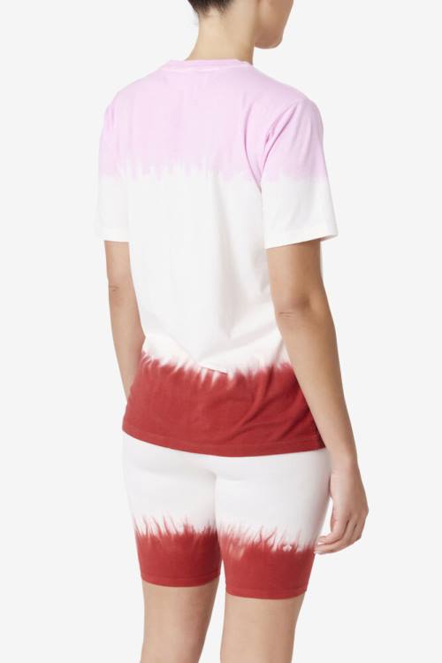 Fila Alivia Tie Dye Tee Naisten T Paidat Valkoinen Punainen | Fila037ET