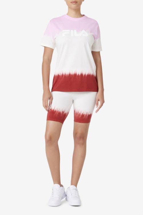 Fila Alivia Tie Dye Tee Naisten T Paidat Valkoinen Punainen | Fila037ET