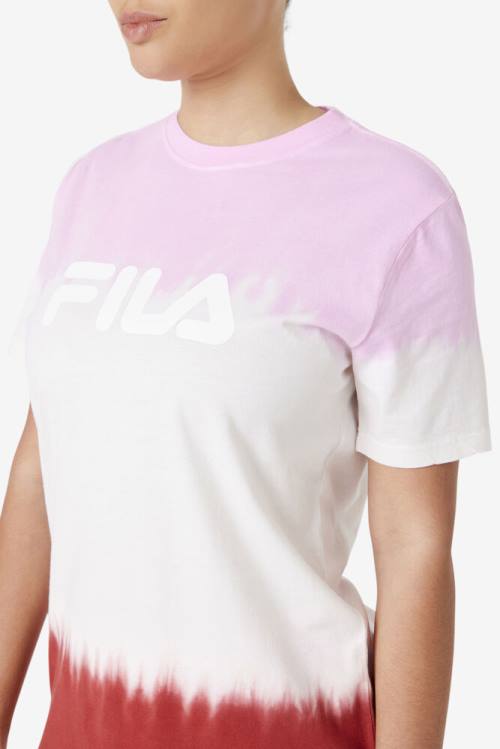 Fila Alivia Tie Dye Tee Naisten T Paidat Valkoinen Punainen | Fila037ET