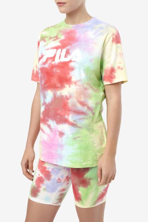 Fila Alivia Tie Dye Tee Naisten T Paidat Vihreä Valkoinen Punainen | Fila230EN