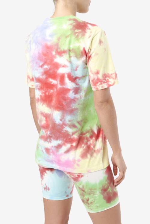 Fila Alivia Tie Dye Tee Naisten T Paidat Vihreä Valkoinen Punainen | Fila230EN