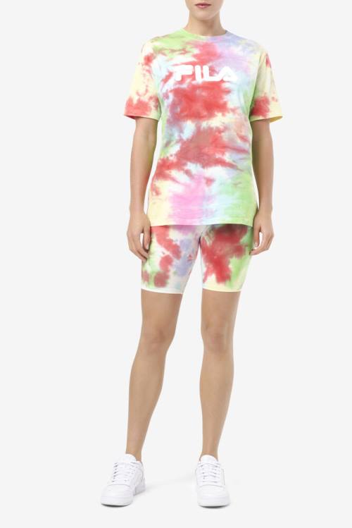 Fila Alivia Tie Dye Tee Naisten T Paidat Vihreä Valkoinen Punainen | Fila230EN