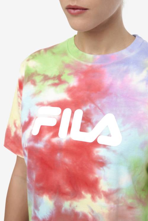 Fila Alivia Tie Dye Tee Naisten T Paidat Vihreä Valkoinen Punainen | Fila230EN