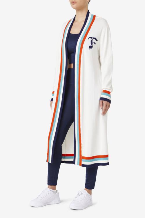 Fila Angelina Maxi Cardigan Naisten Puserot Sininen Valkoinen Oranssi | Fila092OR