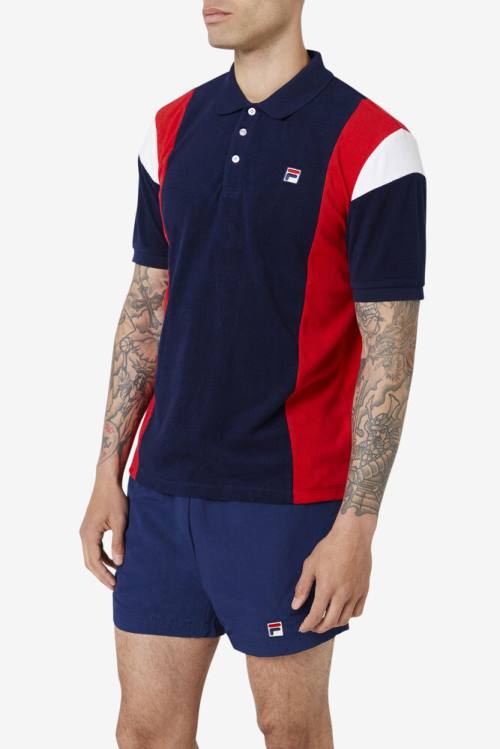 Fila Astro Terry Miesten Pikeepaita Laivastonsininen Punainen Valkoinen | Fila702VJ