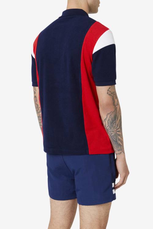 Fila Astro Terry Miesten Pikeepaita Laivastonsininen Punainen Valkoinen | Fila702VJ