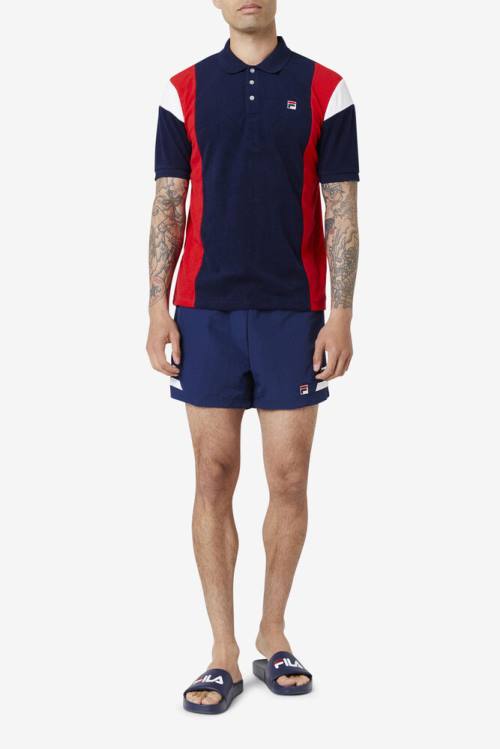 Fila Astro Terry Miesten Pikeepaita Laivastonsininen Punainen Valkoinen | Fila702VJ