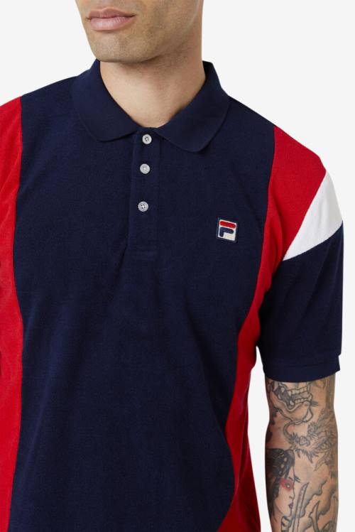 Fila Astro Terry Miesten Pikeepaita Laivastonsininen Punainen Valkoinen | Fila702VJ