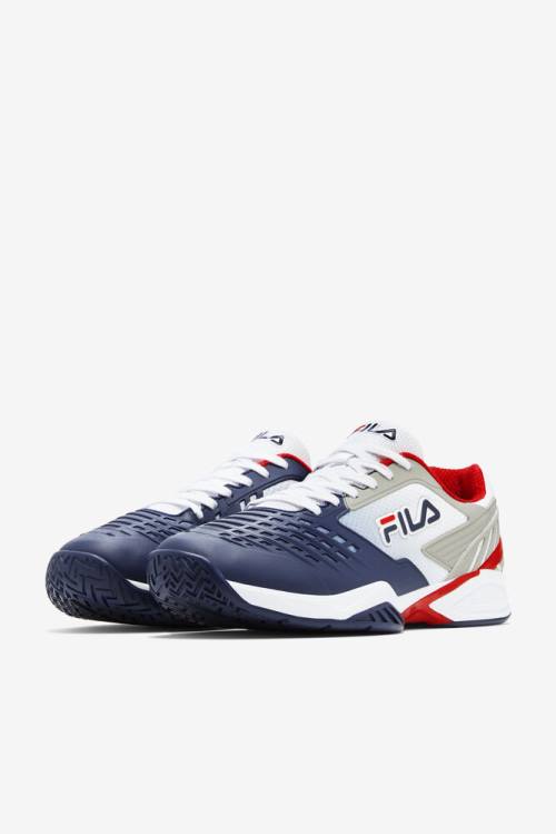 Fila Axilus 2 Energized Miesten Tenniskengät Valkoinen Laivastonsininen Punainen | Fila746BX