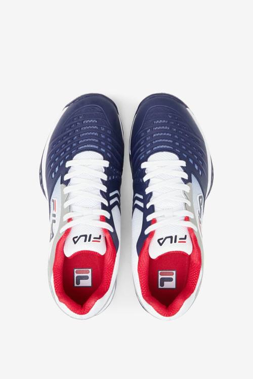 Fila Axilus 2 Energized Miesten Tenniskengät Valkoinen Laivastonsininen Punainen | Fila746BX