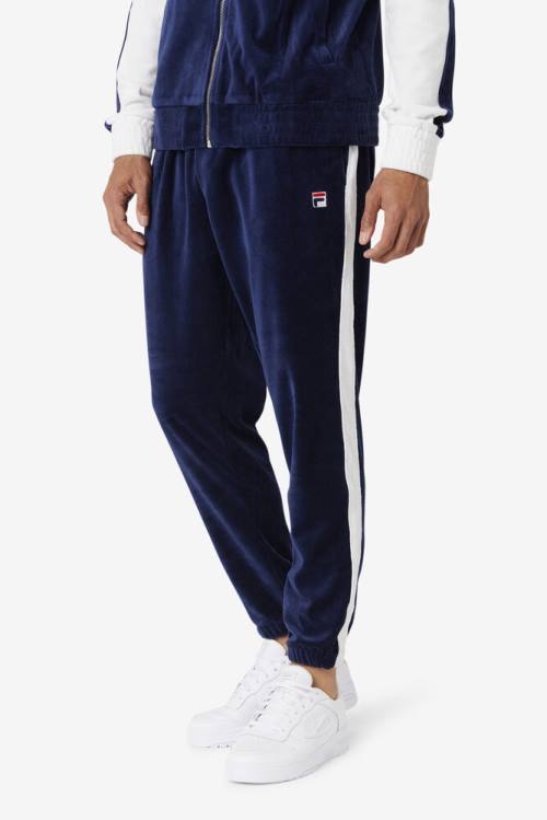 Fila Brice Velour Miesten Housut Laivastonsininen Valkoinen Punainen | Fila135LZ