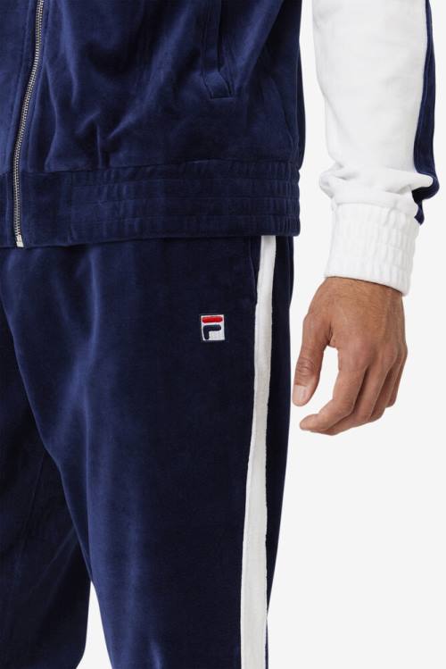 Fila Brice Velour Miesten Housut Laivastonsininen Valkoinen Punainen | Fila135LZ