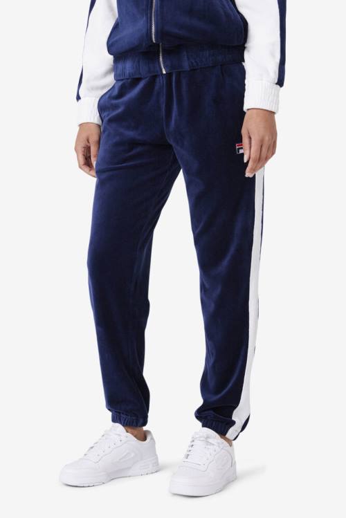 Fila Brice Velour Miesten Housut Laivastonsininen Valkoinen Punainen | Fila135LZ