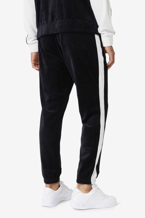 Fila Brice Velour Miesten Housut Mustat Valkoinen | Fila823BP