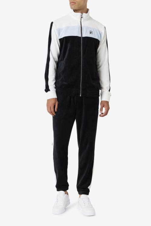 Fila Brice Velour Miesten Housut Mustat Valkoinen | Fila823BP