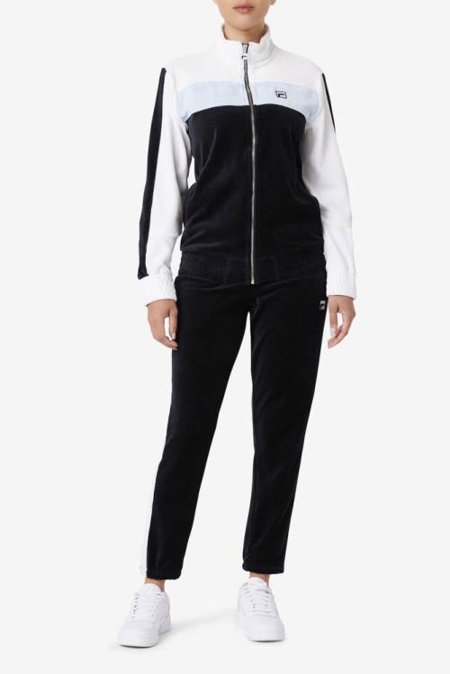 Fila Brice Velour Miesten Housut Mustat Valkoinen | Fila823BP