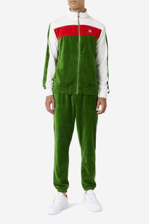 Fila Brice Velour Miesten Housut Valkoinen Punainen | Fila720RT