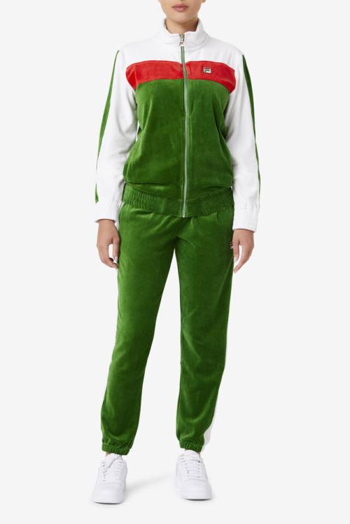 Fila Brice Velour Miesten Housut Valkoinen Punainen | Fila720RT