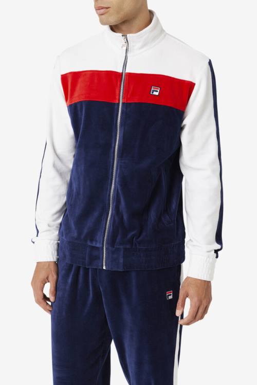 Fila Brice Velour Miesten Takki Laivastonsininen Valkoinen Punainen | Fila653VS