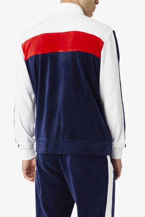 Fila Brice Velour Miesten Takki Laivastonsininen Valkoinen Punainen | Fila653VS