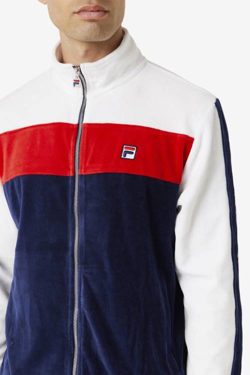 Fila Brice Velour Miesten Takki Laivastonsininen Valkoinen Punainen | Fila653VS