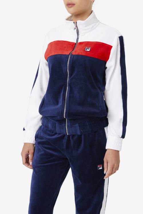Fila Brice Velour Miesten Takki Laivastonsininen Valkoinen Punainen | Fila653VS