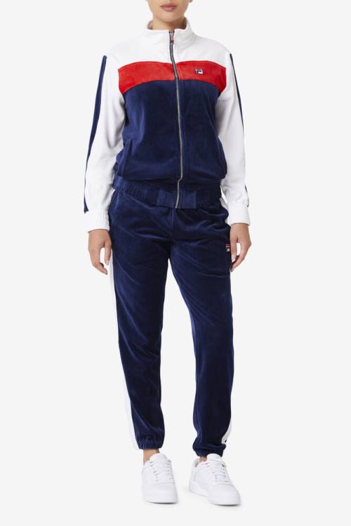 Fila Brice Velour Miesten Takki Laivastonsininen Valkoinen Punainen | Fila653VS