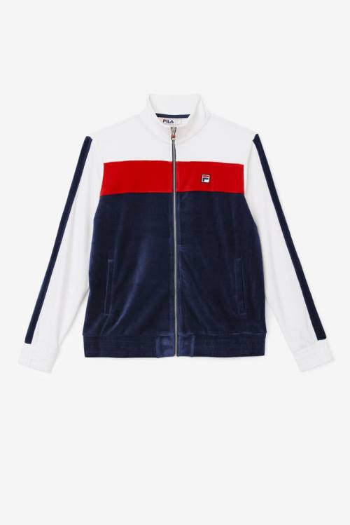 Fila Brice Velour Miesten Takki Laivastonsininen Valkoinen Punainen | Fila653VS
