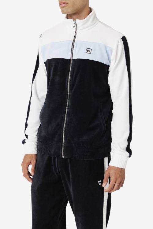 Fila Brice Velour Miesten Takki Mustat Valkoinen | Fila987YM