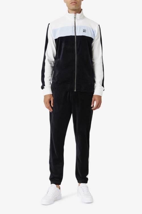 Fila Brice Velour Miesten Takki Mustat Valkoinen | Fila987YM