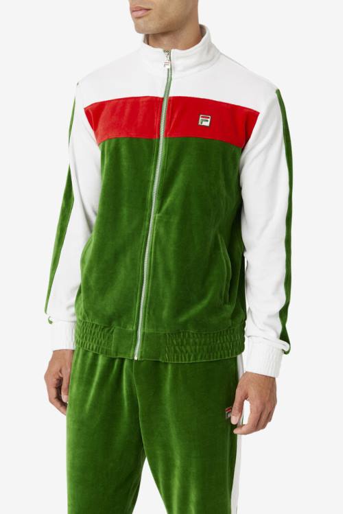 Fila Brice Velour Miesten Takki Valkoinen Punainen | Fila235RT