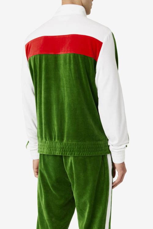 Fila Brice Velour Miesten Takki Valkoinen Punainen | Fila235RT