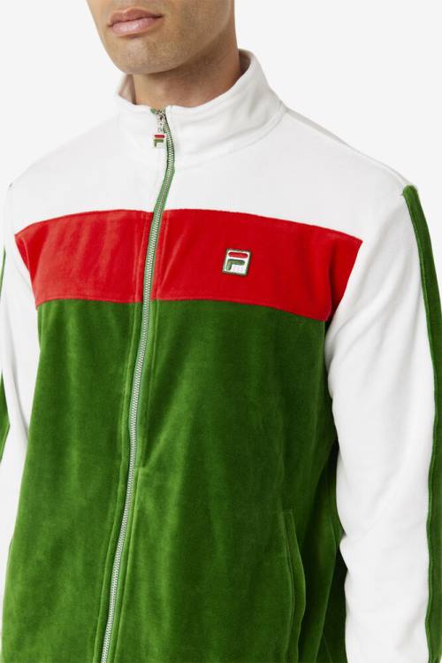 Fila Brice Velour Miesten Takki Valkoinen Punainen | Fila235RT