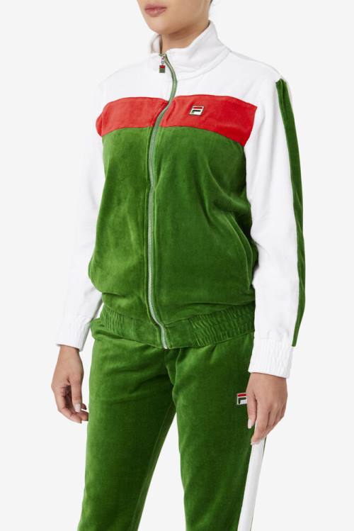 Fila Brice Velour Miesten Takki Valkoinen Punainen | Fila235RT