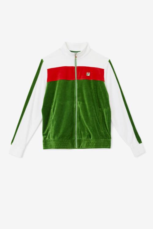 Fila Brice Velour Miesten Takki Valkoinen Punainen | Fila235RT