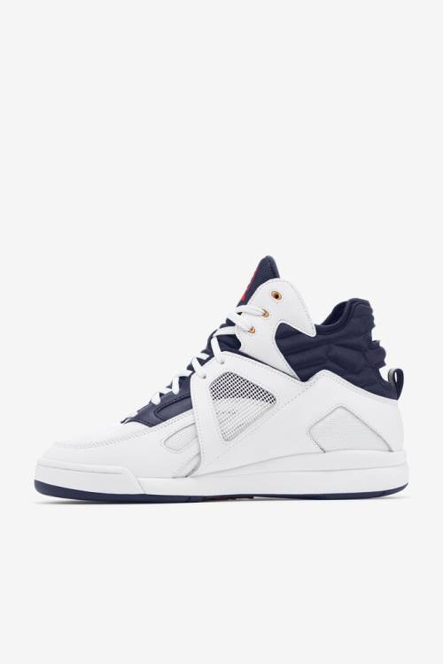 Fila Cage Mid Miesten Koripallokengät Valkoinen Punainen Sininen | Fila519XC