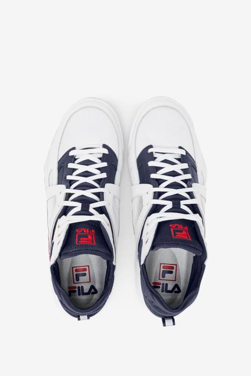 Fila Cage Mid Miesten Koripallokengät Valkoinen Punainen Sininen | Fila519XC