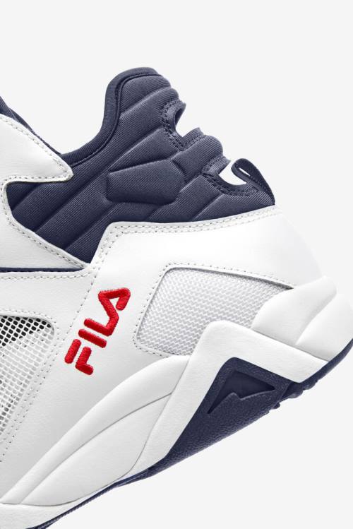 Fila Cage Mid Miesten Koripallokengät Valkoinen Punainen Sininen | Fila519XC