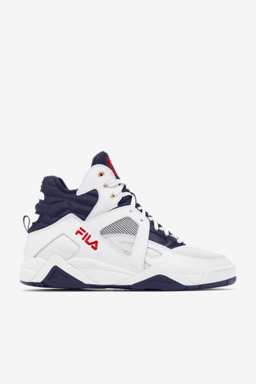 Fila Cage Mid Miesten Koripallokengät Valkoinen Punainen Sininen | Fila519XC