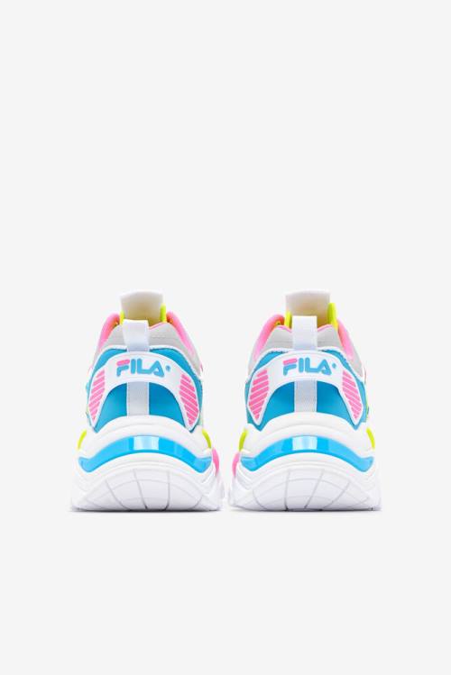 Fila Cage Mid Mixed Media Naisten Tennarit Valkoinen Harmaat Keltainen | Fila145YN