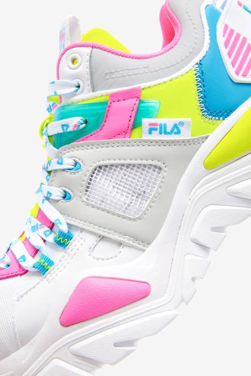 Fila Cage Mid Mixed Media Naisten Tennarit Valkoinen Harmaat Keltainen | Fila145YN