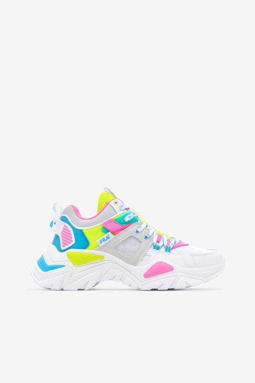 Fila Cage Mid Mixed Media Naisten Tennarit Valkoinen Harmaat Keltainen | Fila145YN