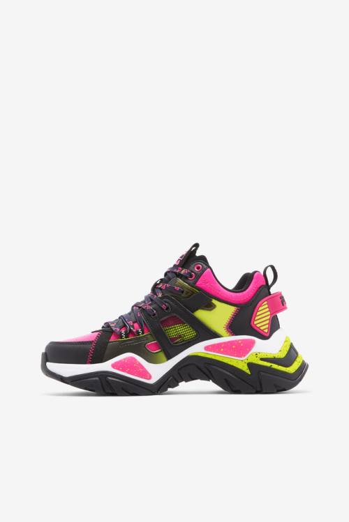 Fila Cage Mid Mixed Media Naisten Tennarit Mustat Valkoinen Pinkki | Fila981WA